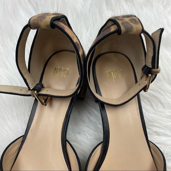 CAbi Kiki Leopard Print Calf Hair Ankle Strap Shoes - Picture 9 of 12